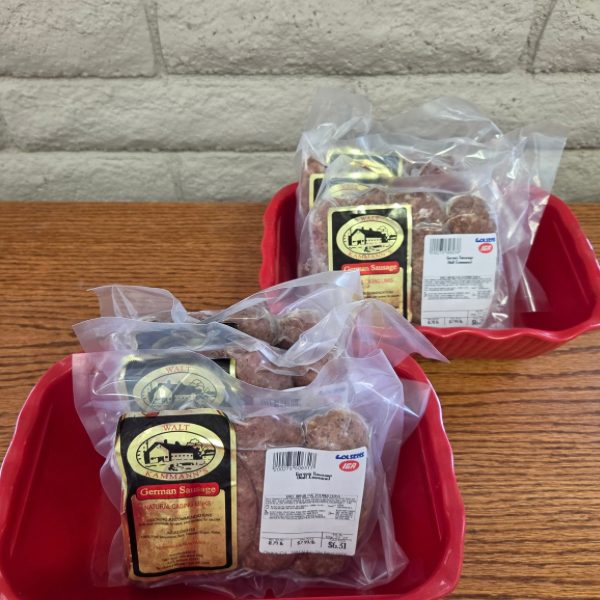 Trays of German Sausage packages from Walt Kammann's